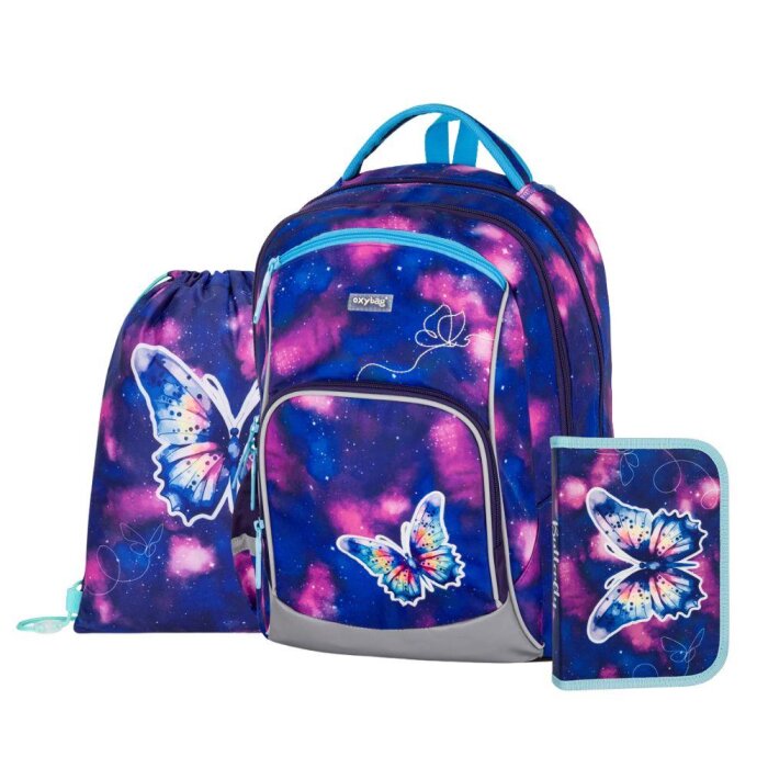 oxybag Školský ruksakový set 3-dielny OXY GO Butterfly Magical
