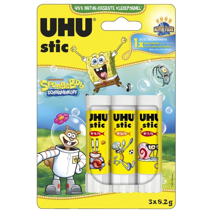UHU Lepiace tyčinky stic Spongebob, 3 x 8,2 g, blister