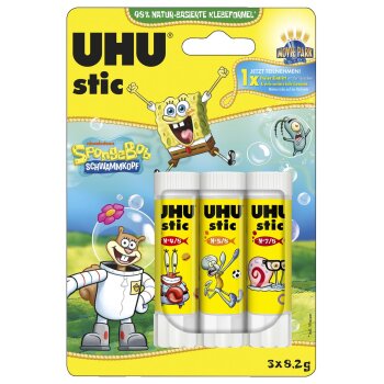 UHU Klebestift stic Spongebob, 3 x 8,2 g, Blister