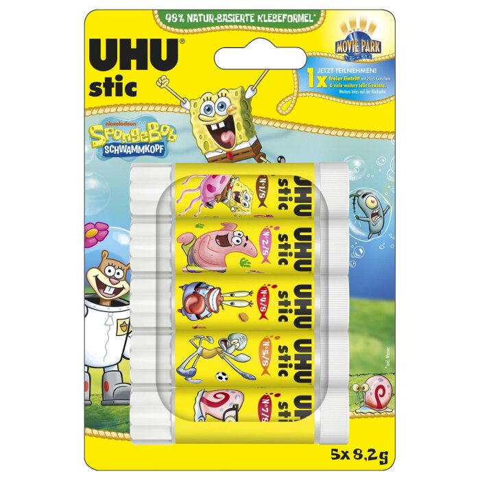 UHU lepiaci stic Spongebob, 5 x 8,2 g, v blistri