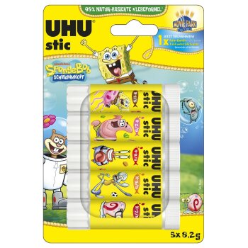 UHU Klebestift stic Spongebob, 5 x 8,2 g, Blister