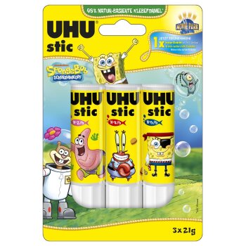 UHU Klebestift stic Spongebob, 3 x 21 g, Blister