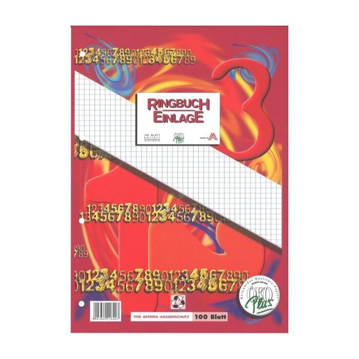 ÖKO-PLUS Ringbucheinlage A4 100 Blatt 5mm kariert mit Rahmen