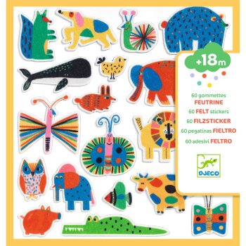 DJECO Filzsticker Überall Tiere – 60 Sticker