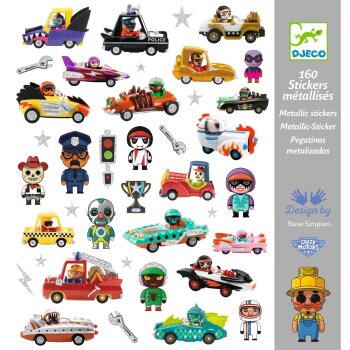 DJECO Metalické nálepky Crazy Motors 160 ks