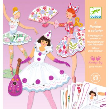 DJECO Hampelmann Tutus - Bastelset mit 6 beweglichen Figuren