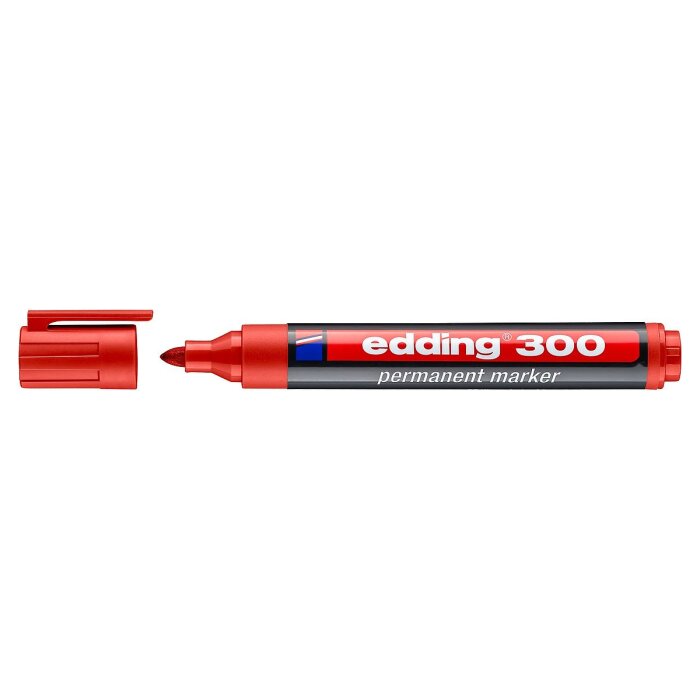 edding 300 permanentný popisovač - červený
