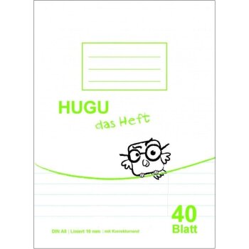 HUGU Schulheft A5 liniert 10 mm mit Korrekturrand 40 Blatt
