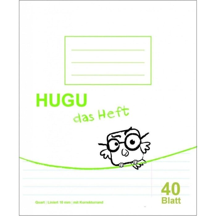 HUGU Schulheft Quart liniert 10mm mit Korrekturrand 40 Blatt