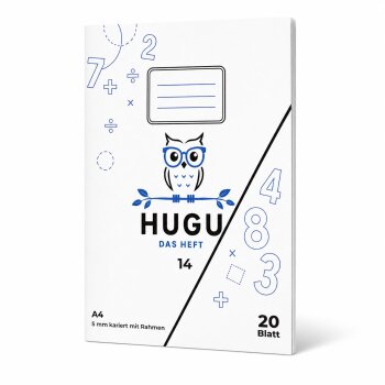 HUGU Schulheft A4 kariert 5mm mit Rahmen 20 Blatt