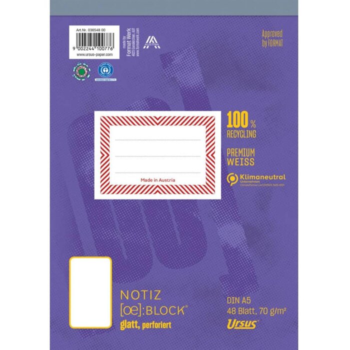 URSUS [OE] poznámkový blok - A5 - 48 listov - čistý