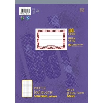 URSUS [OE] Notizblock A4 48 Blatt 5mm kariert