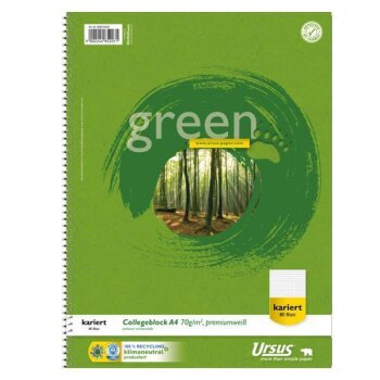 URSUS green Collegeblock A4 80 Blatt 5mm kariert...