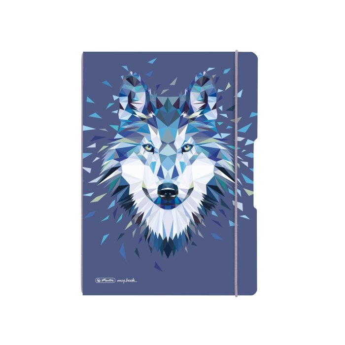 herlitz my.book flex, poznámkový zošit, A4, 2 x 40 listov - linajkový - Color Blocking - Wild Animals - vlk
