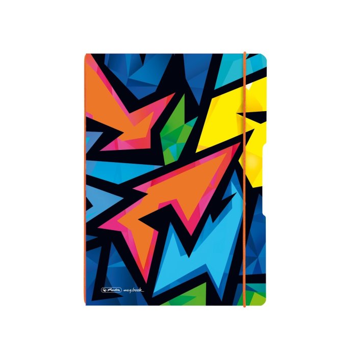 herlitz my.book flex, poznámkový zošit, A4, 2 x 40 listov - linajkový - Color Blocking - Neon Art